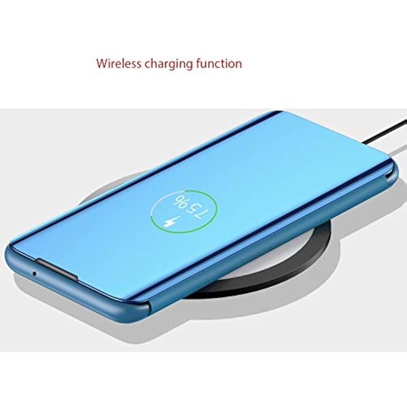 CCSamll Samsung Galaxy S21 Ultra Phone Case, Luxury Mirror Design Clear View Smart Window Screen Display Case Support Wireless Charging Flip Phone Cover for Samsung Galaxy S21 Ultra 5G QH Black - Image 5